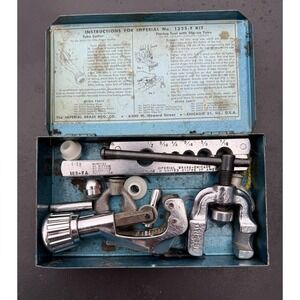 Vintage Imperial Tubing Tool Kit 1225-F Flare & Cutting Set w Metal Case